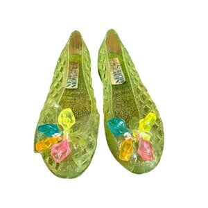 Vintage Jellies Jelly Shoes 80s Toddler Girl Size 10 Green Gems New Moves